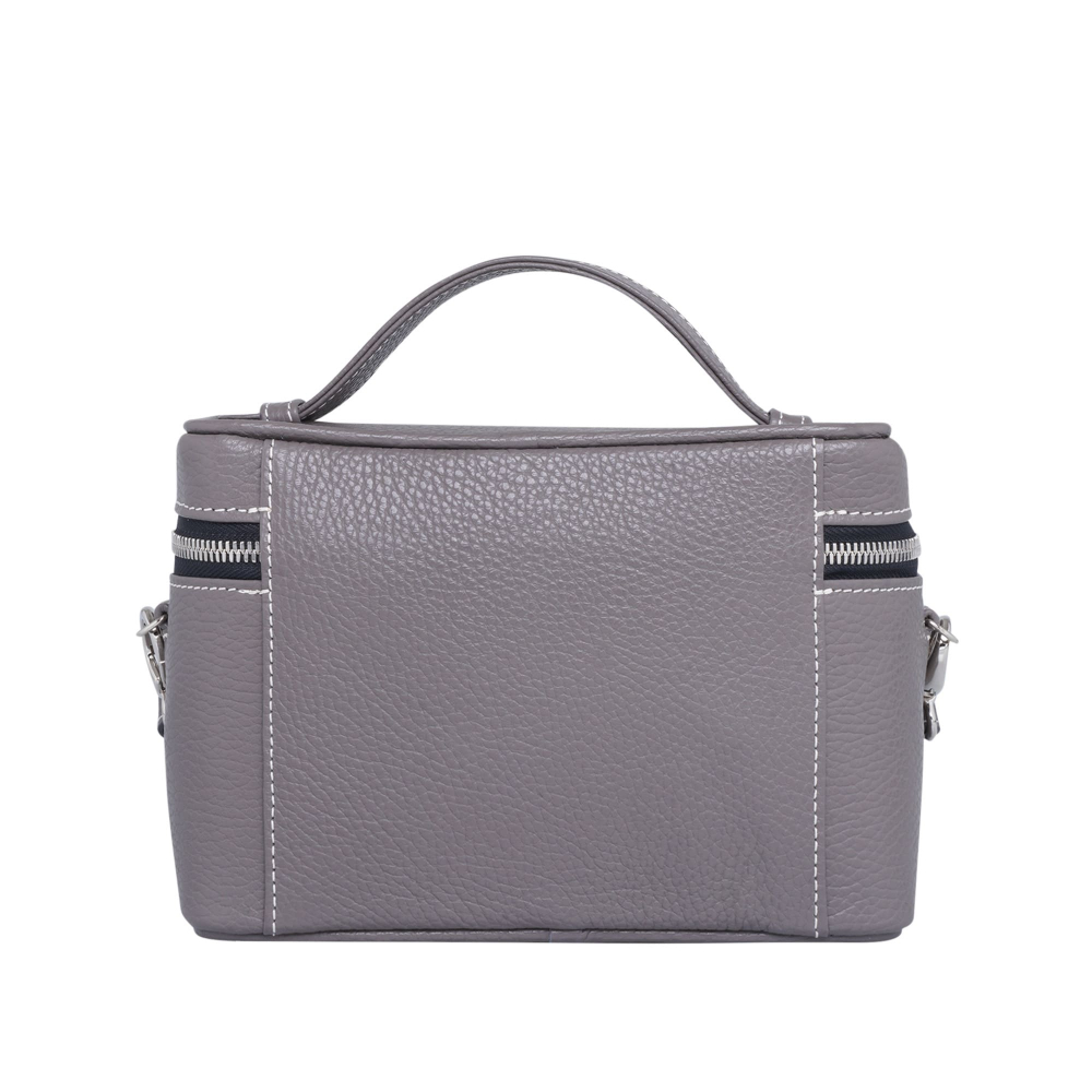 Shoulder bag made of taupe calfskin leather